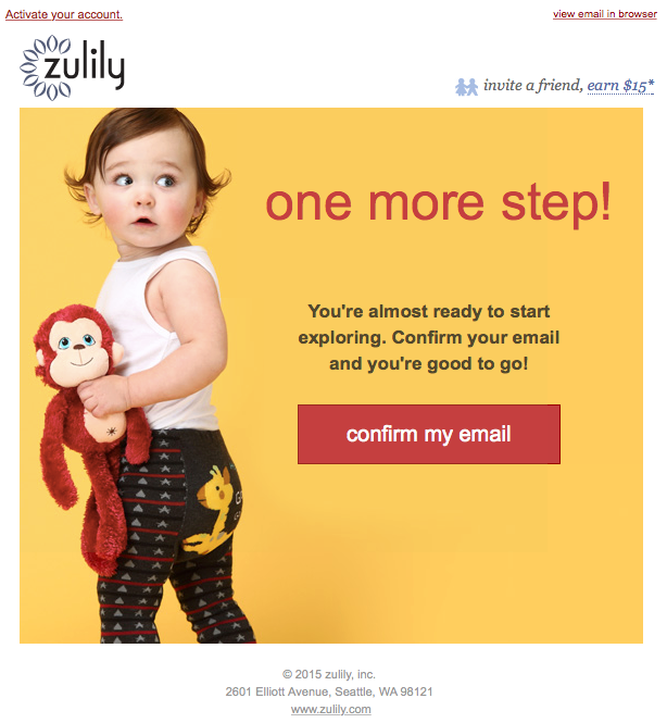 Example Zulily Email Confrimation